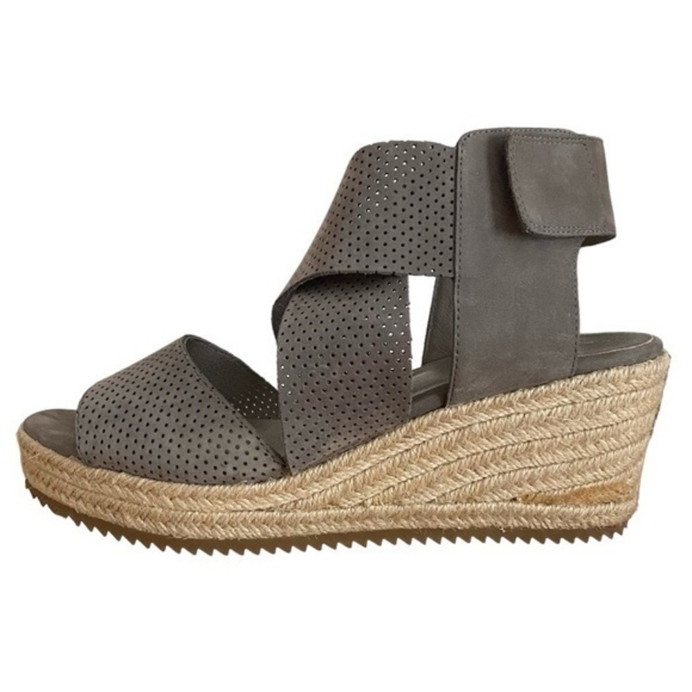 Eileen Fisher Gray Espadrille Willow Wedge 2 Graphite Nubuck Sandals 9